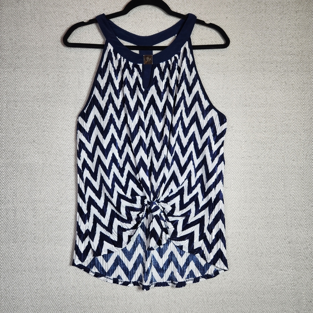 PerSeption Concept Navy & White Chevron Tank Open Back. Size L